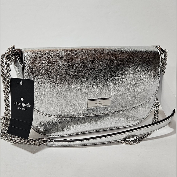 NWT Kate Spade Krista metallic chain flap crossbody bag - Picture 4 of 9